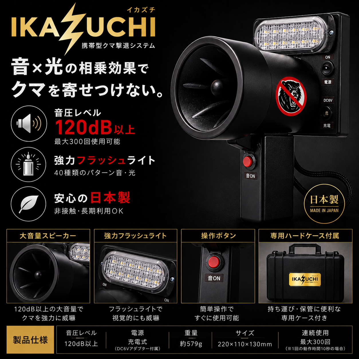 携帯型クマ撃退器「イカズチ（IKAZUCHI）」
